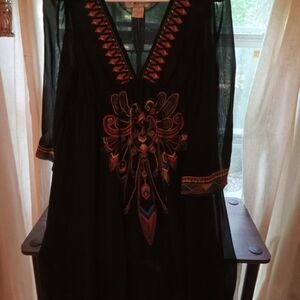 5th Culture Black Graphic Embellished Midi Dress